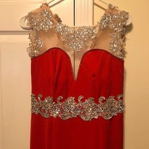 homemade red dress with gemstones